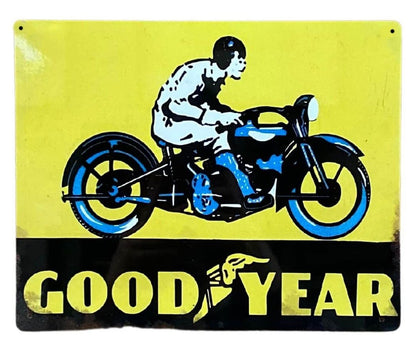 Metal Advertising Wall Sign - Good Year Tyre Motorbike - Daily Buy