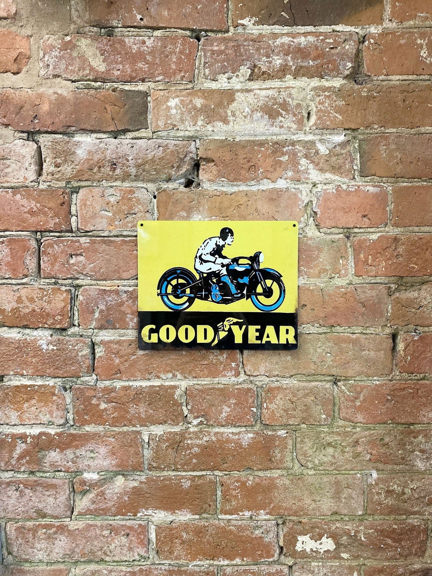 Metal Advertising Wall Sign - Good Year Tyre Motorbike - Daily Buy