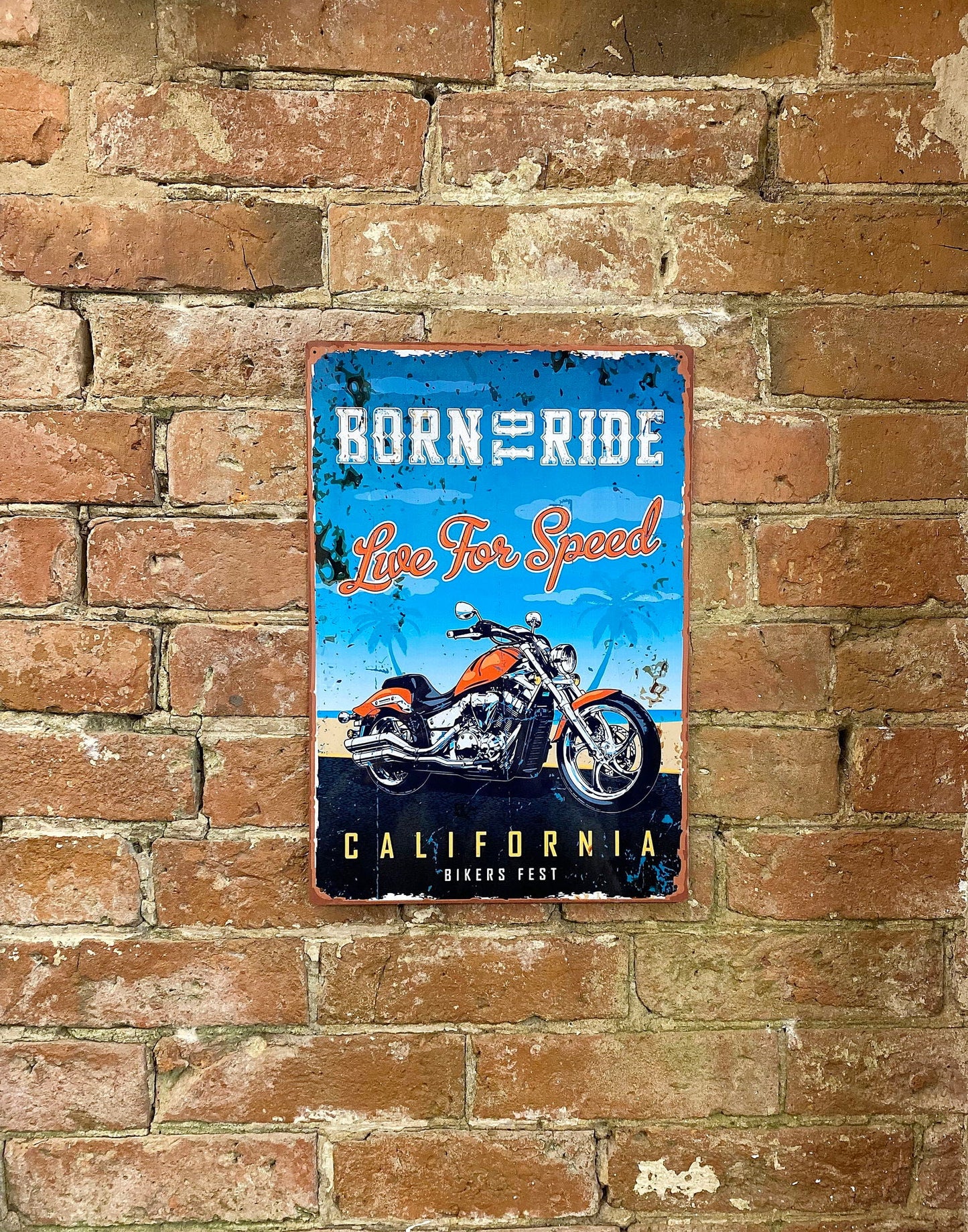 Metal Retro Wall Sign - Born To Ride - Daily Buy