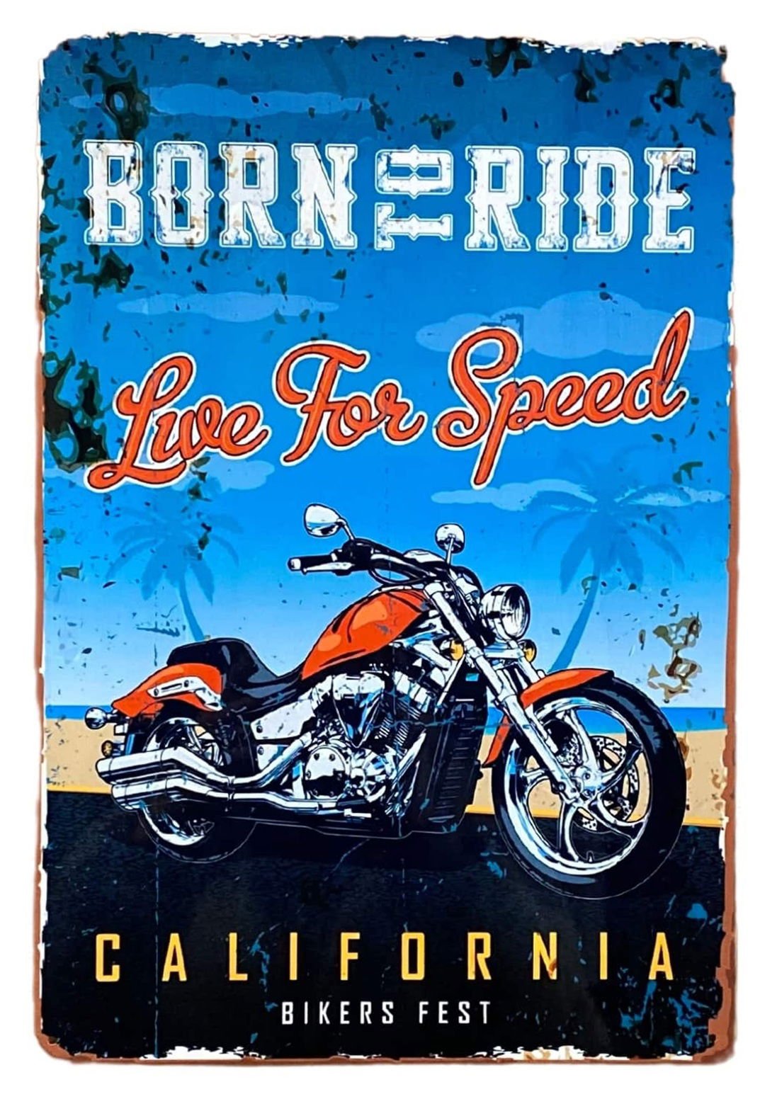 Metal Retro Wall Sign - Born To Ride - Daily Buy