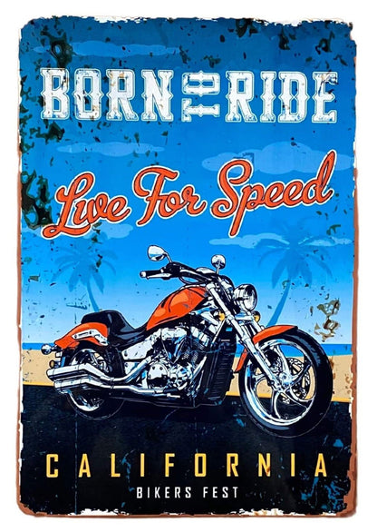 Metal Retro Wall Sign - Born To Ride - Daily Buy