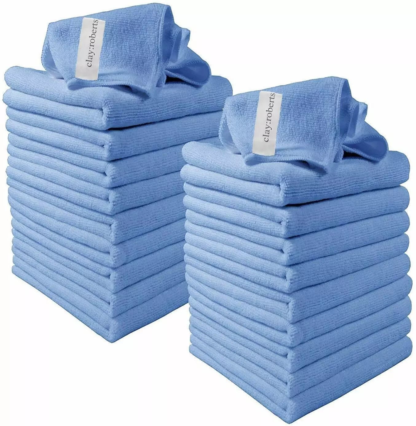 Microfibre Cloths, 20 Pack, 40cm x 30cm, Blue, Lint - free Microfibre Cleaning Cloths - Daily Buy