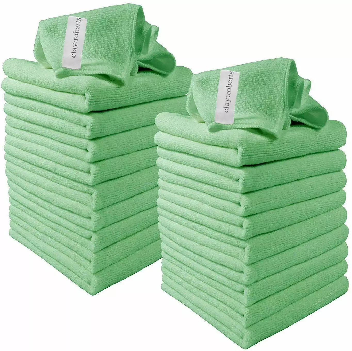 Microfibre Cloths, 20 Pack, 40cm x 30cm, Green, Lint - free Microfibre Cleaning Cloths - Daily Buy