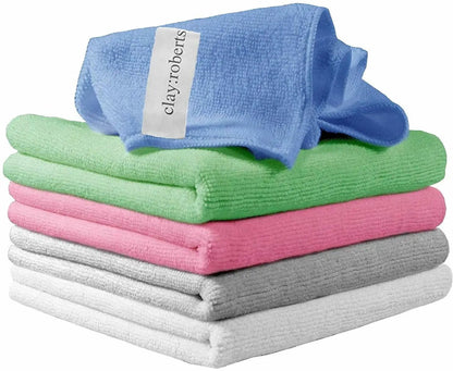 Microfibre Cloths, 5 Pack, 40cm x 30cm, Assorted, Lint - free Microfibre Cleaning Cloths - Daily Buy