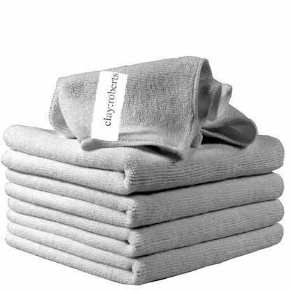 Microfibre Cloths, 5 Pack, 40cm x 30cm, Grey, Lint - free Microfibre Cleaning Cloths - Daily Buy