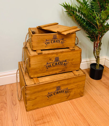 Set Of 3 The Chateau Rustic Vintage Crates - Daily Buy