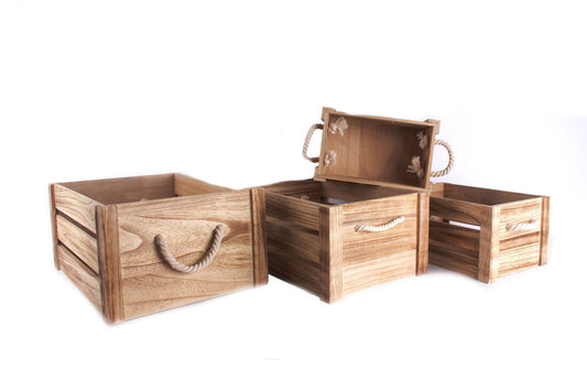 Set of Four Wooden Crates - Daily Buy