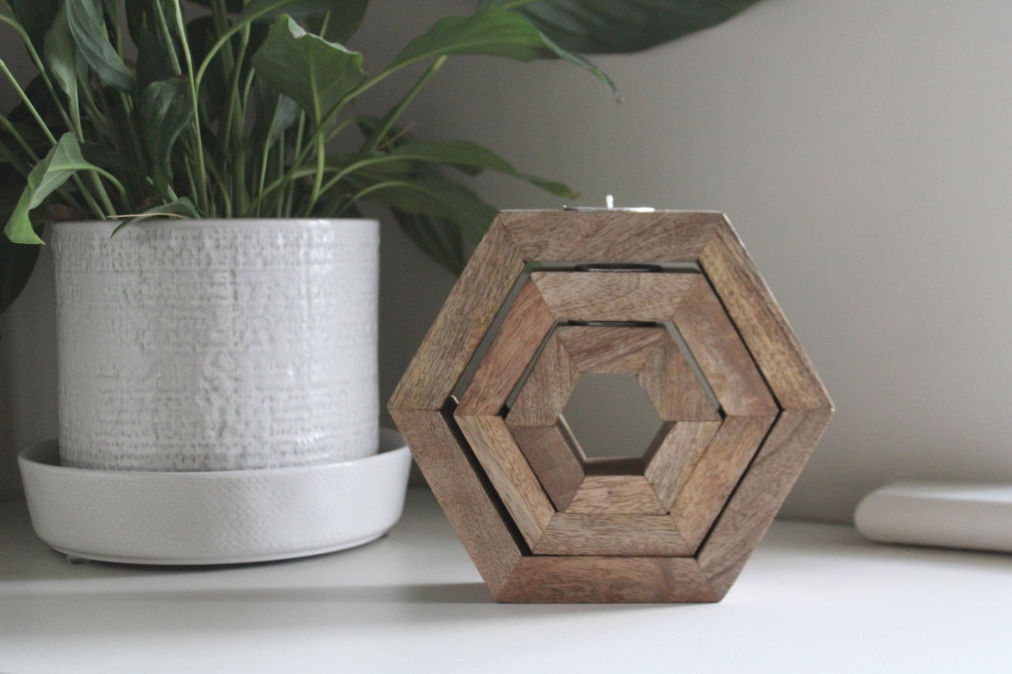 Set of Three Hexagon Tealight Holders 20cm - Daily Buy