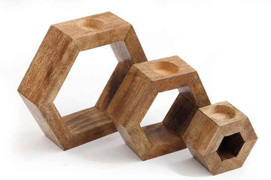 Set of Three Hexagon Tealight Holders 20cm - Daily Buy