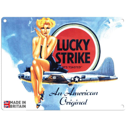 Small Metal Sign 45 x 37.5cm Vintage Retro Lucky Strike Cigarettes - Daily Buy