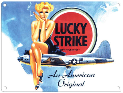 Small Metal Sign 45 x 37.5cm Vintage Retro Lucky Strike Cigarettes - Daily Buy