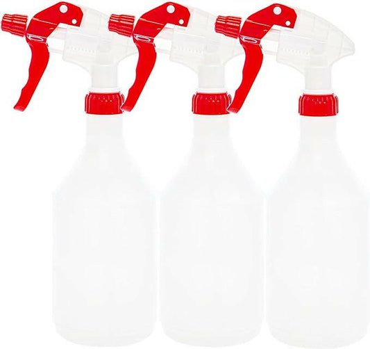 Spray Bottles, Mist & Jet Settings, Red, 3 Pack, 750ml Capacity, Imprinted Measuring Gauge - Daily Buy