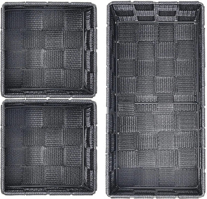 Storage Baskets, 3 Set, Woven, Grey, Woven Storage Baskets, Assorted Sizes - Daily Buy
