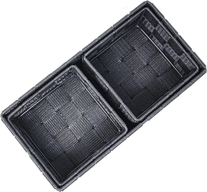 Storage Baskets, 3 Set, Woven, Grey, Woven Storage Baskets, Assorted Sizes - Daily Buy