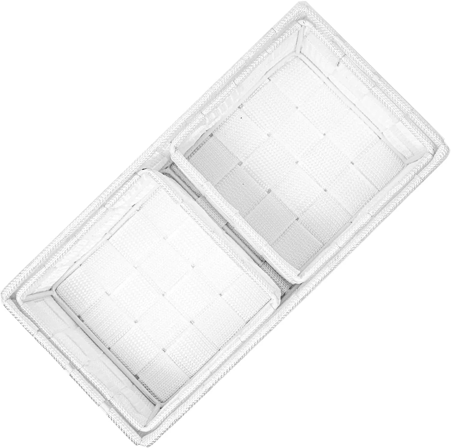 Storage Baskets, 3 Set, Woven, White, Woven Storage Baskets, Assorted Sizes - Daily Buy