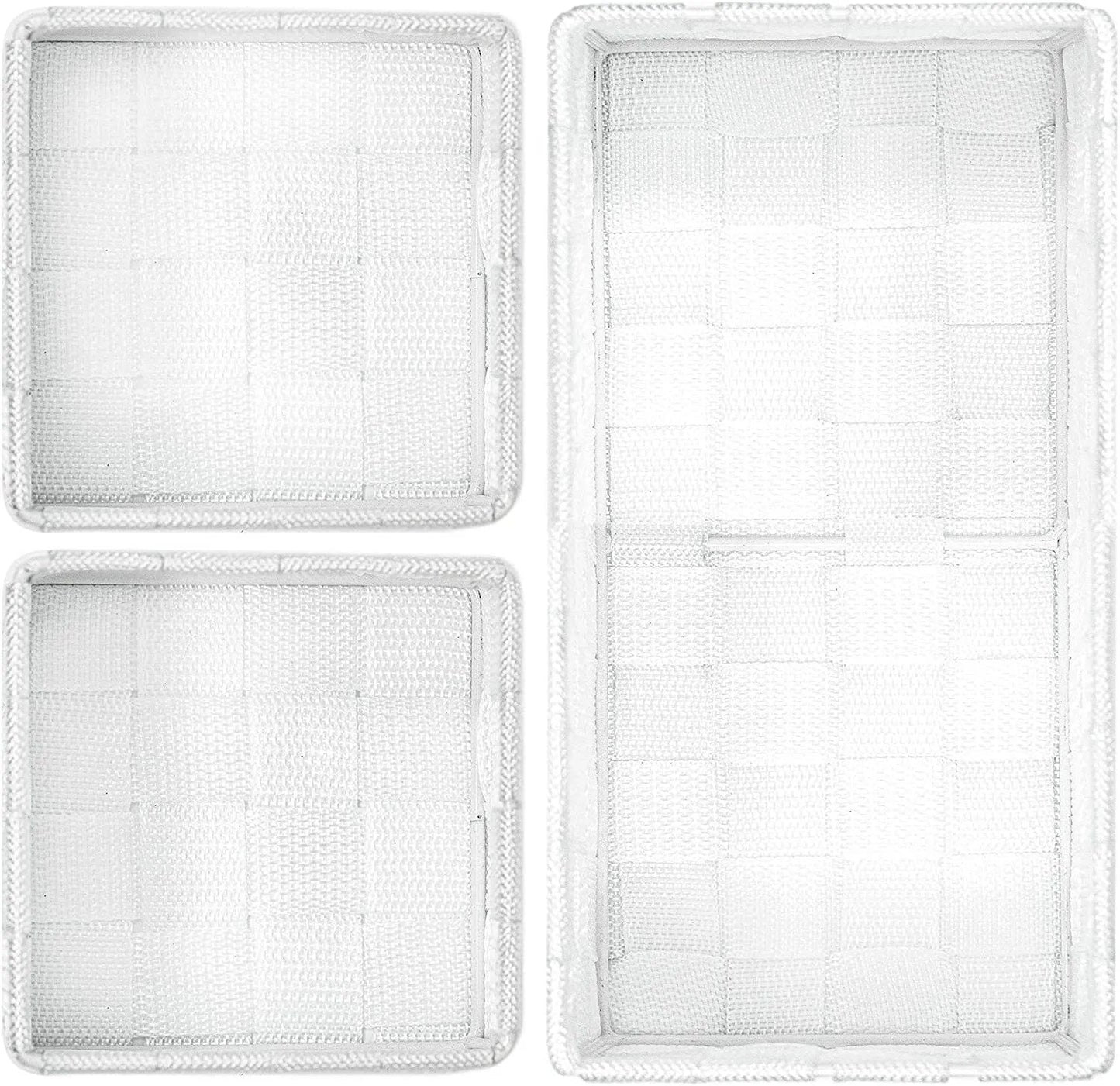 Storage Baskets, 3 Set, Woven, White, Woven Storage Baskets, Assorted Sizes - Daily Buy