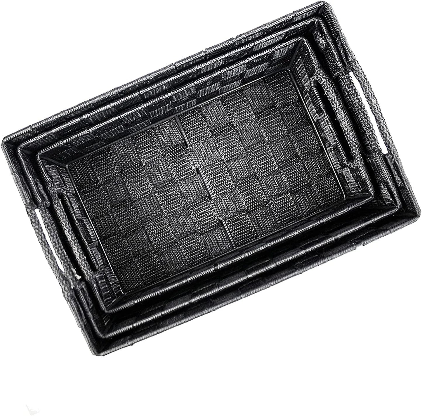 Storage Baskets, Large, 3 Set, Grey, Woven Storage Baskets, Assorted Sizes - Daily Buy