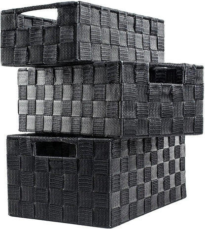 Storage Baskets, Large, 3 Set, Grey, Woven Storage Baskets, Assorted Sizes - Daily Buy
