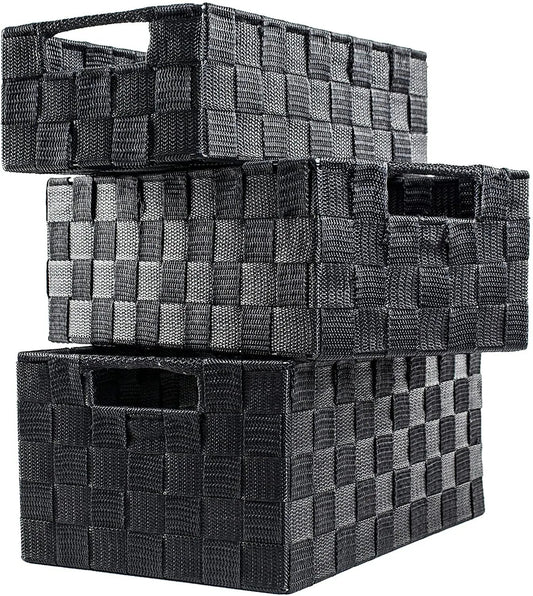 Storage Baskets, Large, 3 Set, Grey, Woven Storage Baskets, Assorted Sizes - Daily Buy
