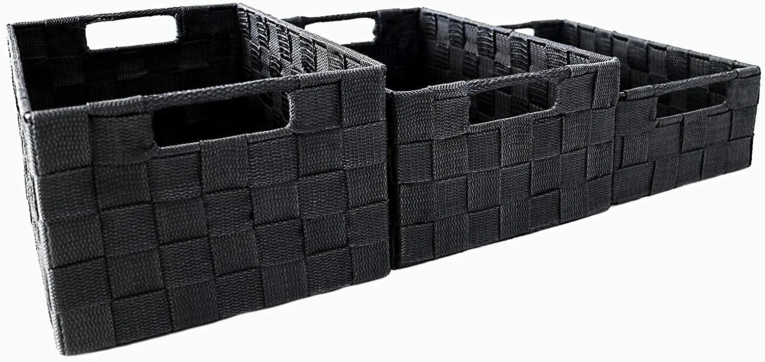 Storage Baskets, Large, 3 Set, Grey, Woven Storage Baskets, Assorted Sizes - Daily Buy