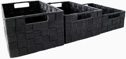 Storage Baskets, Large, 3 Set, Grey, Woven Storage Baskets, Assorted Sizes - Daily Buy