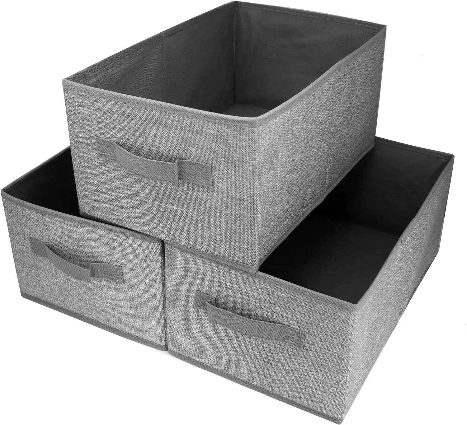 Storage Baskets, Set of 3, Foldable, Grey, Large Foldable Storage Baskets - Daily Buy