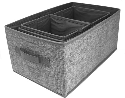 Storage Baskets, Set of 4, Foldable, Grey, Large Foldable Storage Baskets, Assorted Sizes - Daily Buy