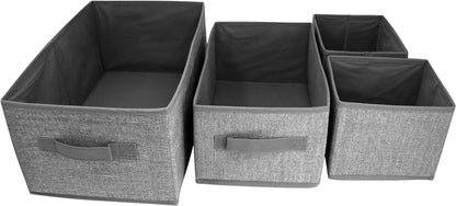 Storage Baskets, Set of 4, Foldable, Grey, Large Foldable Storage Baskets, Assorted Sizes - Daily Buy