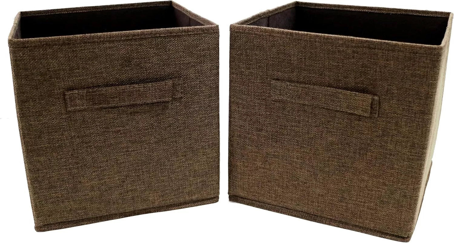 Storage Cubes, Set of 2, Brown, Foldable Storage Boxes, 25cm x 25cm x 25cm - Daily Buy