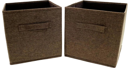 Storage Cubes, Set of 2, Brown, Foldable Storage Boxes, 25cm x 25cm x 25cm - Daily Buy