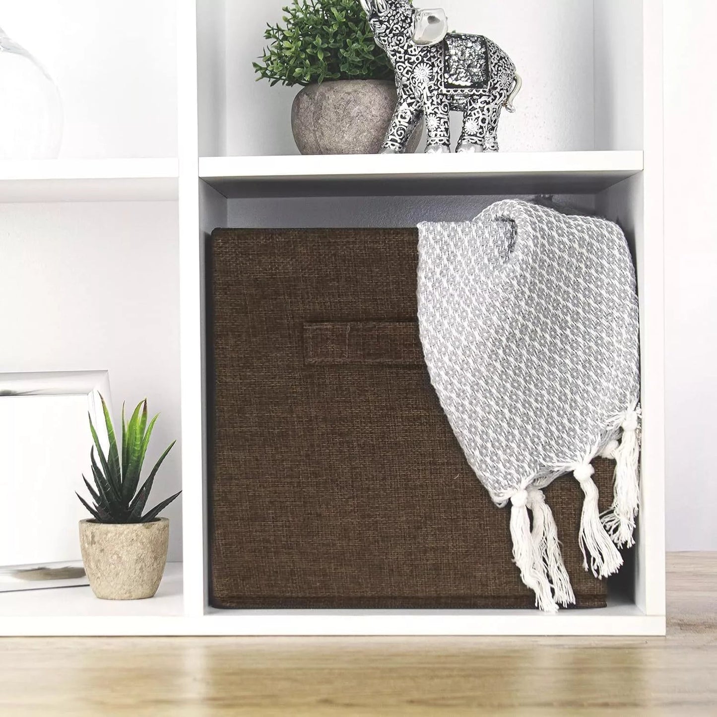 Storage Cubes, Set of 2, Brown, Foldable Storage Boxes, 25cm x 25cm x 25cm - Daily Buy