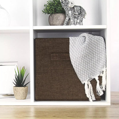 Storage Cubes, Set of 2, Brown, Foldable Storage Boxes, 25cm x 25cm x 25cm - Daily Buy