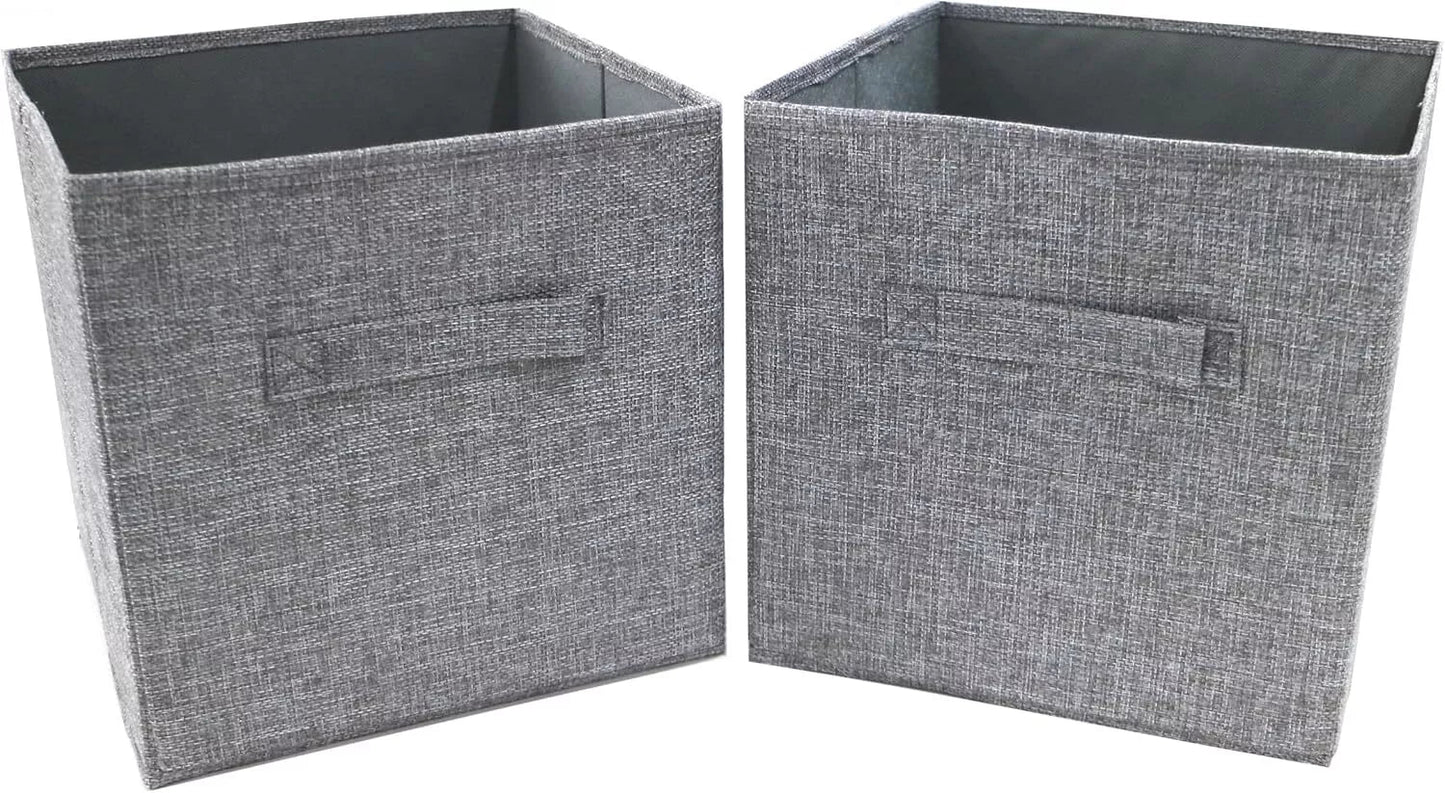 Storage Cubes, Set of 2, Grey, Foldable Storage Boxes, 25cm x 25cm x 25cm - Daily Buy