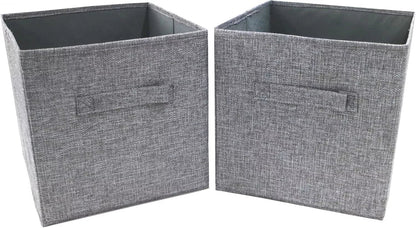 Storage Cubes, Set of 2, Grey, Foldable Storage Boxes, 25cm x 25cm x 25cm - Daily Buy