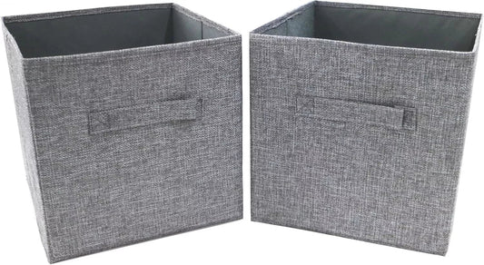 Storage Cubes, Set of 2, Grey, Foldable Storage Boxes, 25cm x 25cm x 25cm - Daily Buy