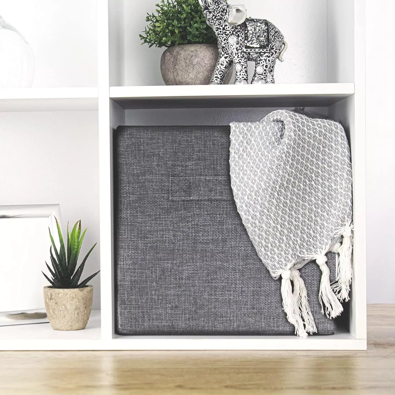 Storage Cubes, Set of 2, Grey, Foldable Storage Boxes, 25cm x 25cm x 25cm - Daily Buy