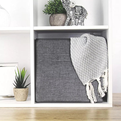 Storage Cubes, Set of 2, Grey, Foldable Storage Boxes, 25cm x 25cm x 25cm - Daily Buy