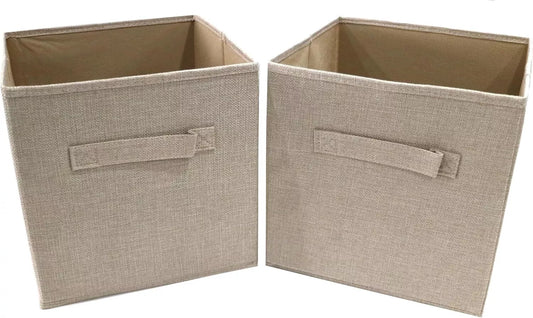 Storage Cubes, Set of 2, Stone, Foldable Storage Boxes, 25cm x 25cm x 25cm - Daily Buy