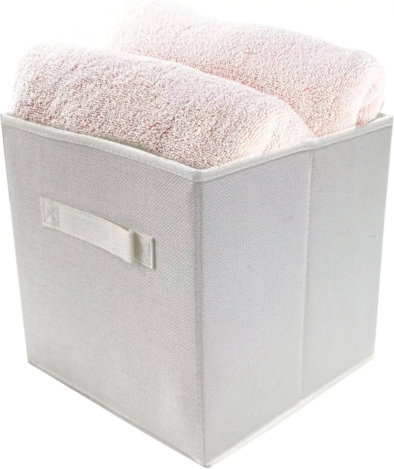 Storage Cubes, Set of 2, White, Foldable Storage Boxes, 25cm x 25cm x 25cm - Daily Buy