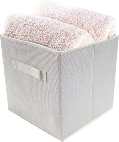 Storage Cubes, Set of 2, White, Foldable Storage Boxes, 25cm x 25cm x 25cm - Daily Buy
