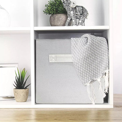 Storage Cubes, Set of 2, White, Foldable Storage Boxes, 25cm x 25cm x 25cm - Daily Buy
