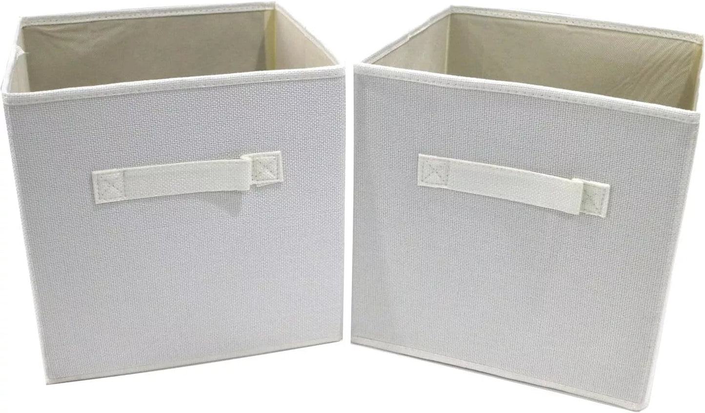 Storage Cubes, Set of 2, White, Foldable Storage Boxes, 25cm x 25cm x 25cm - Daily Buy