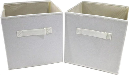 Storage Cubes, Set of 2, White, Foldable Storage Boxes, 25cm x 25cm x 25cm - Daily Buy