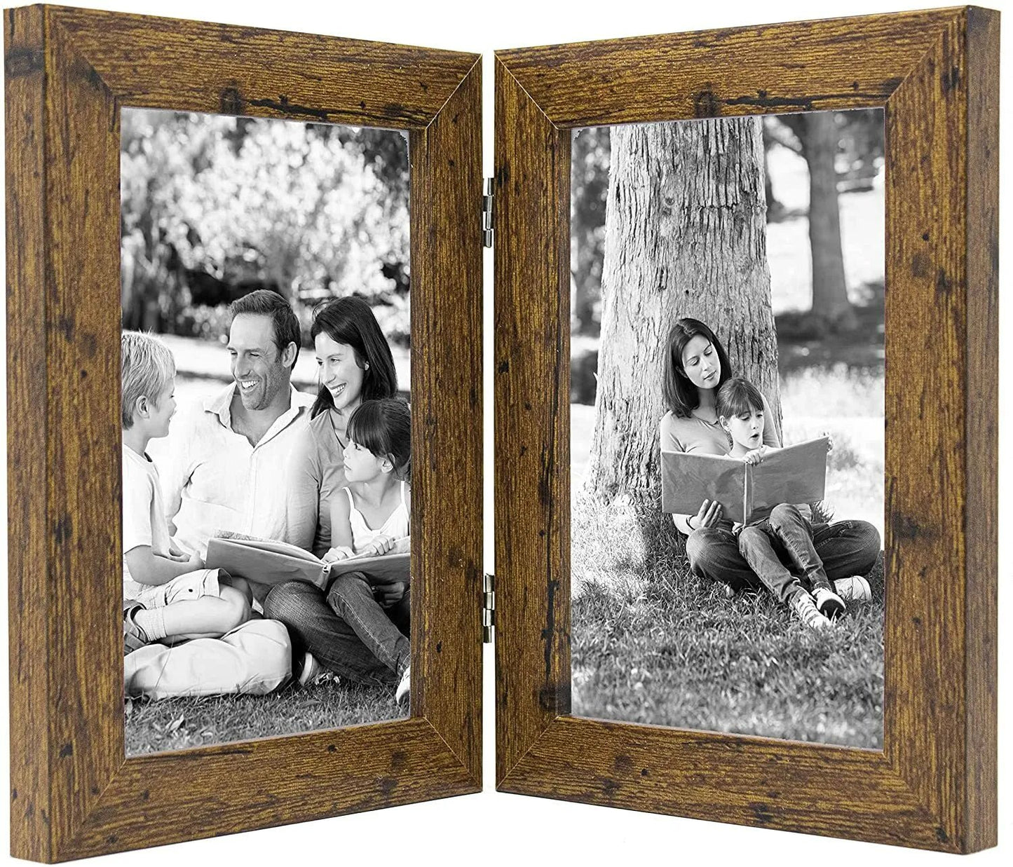 Twin Picture Frame, 6 x 4, Brown, Double Photo Frame, 6” x 4” (15cm x 10cm) - Daily Buy