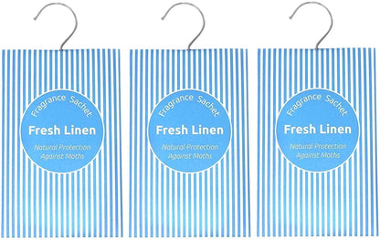 Wardrobe Air Freshener & Moth Repellent, 3 Pack, Fresh Linen, Fragrance Sachets - Daily Buy