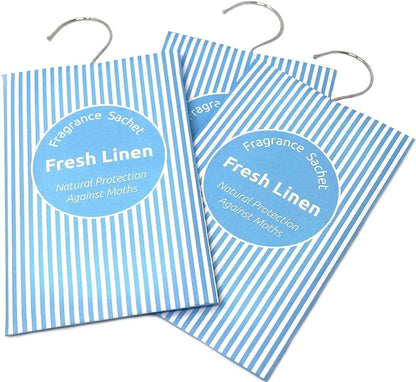 Wardrobe Air Freshener & Moth Repellent, 3 Pack, Fresh Linen, Fragrance Sachets - Daily Buy