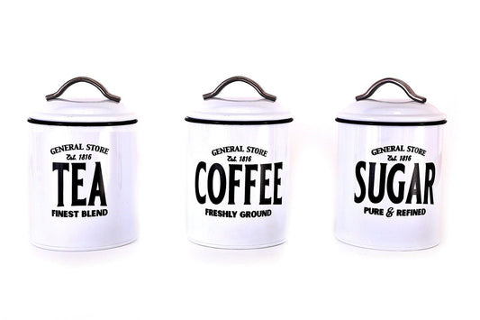 White General Store Tea, Coffee and Sugar Set - Daily Buy