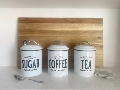 White General Store Tea, Coffee and Sugar Set - Daily Buy